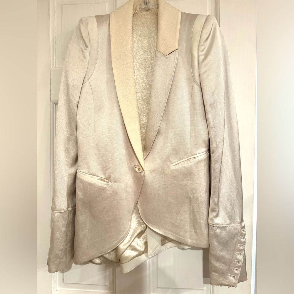 If Six Was Nine Cream Silk Blazer | Collectible Designer Jacket | Size S